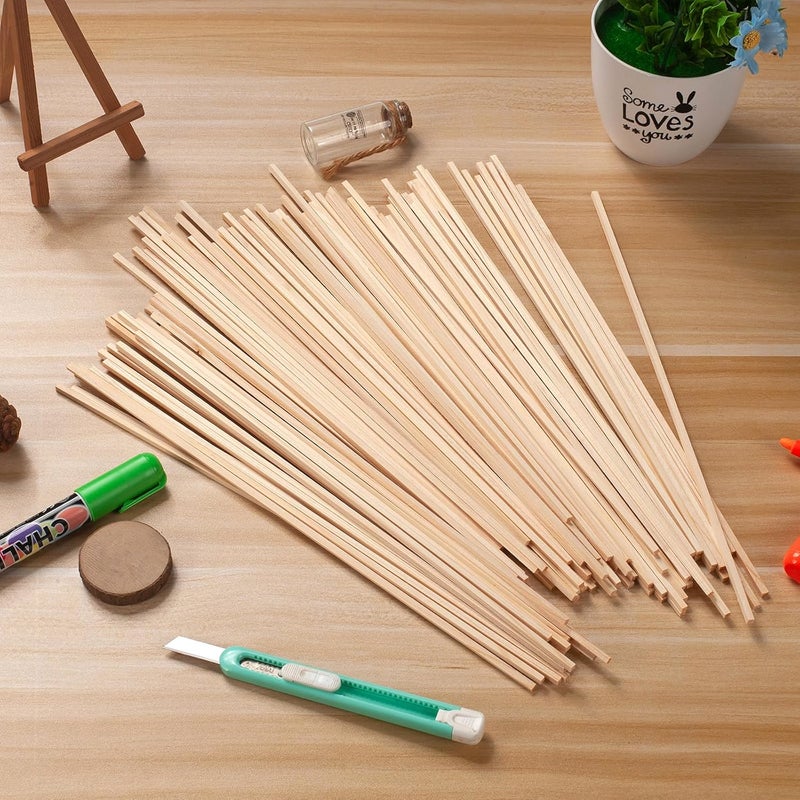 Coowayze 1/8" x 12" Square Wooden Dowel Rods Wood Square Dowels for Crafting, 100PCS Small Unfinished Wood Craft Sticks Hardwood Sticks Wooden Strips for Arts and DIYers, Miniature Buildings, Woodworking - Image 4